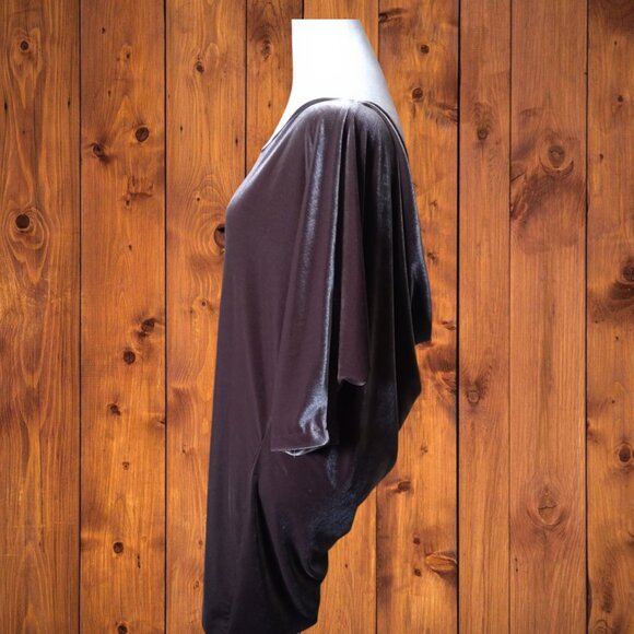 Meg Shop Women's Small Brown Velvet Draped Back Brown Dress 3/4 Dolman Sleeve - Picture 7 of 8